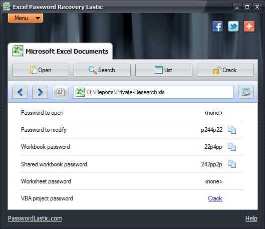 Excel Password Recovery Lastic Serial Key